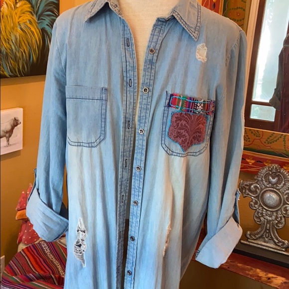 Copper Feather Design chambray duster L - Picture 6 of 6